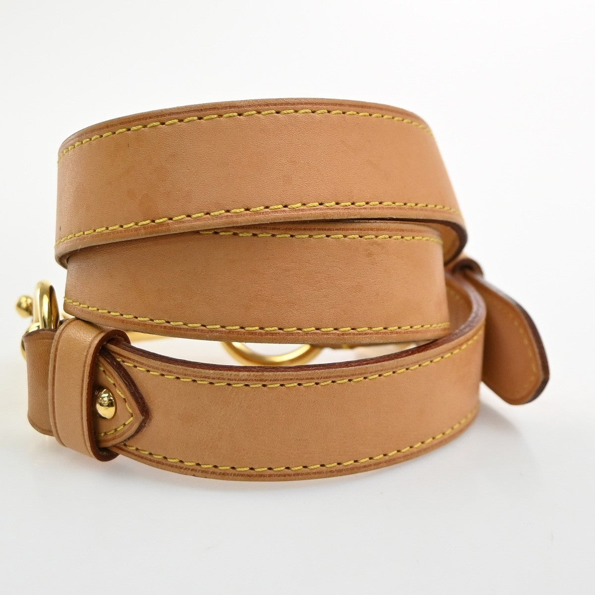 LOUIS VUITTON LV Logo Shoulder Bag Strap Leather Brown GHW 61MA604