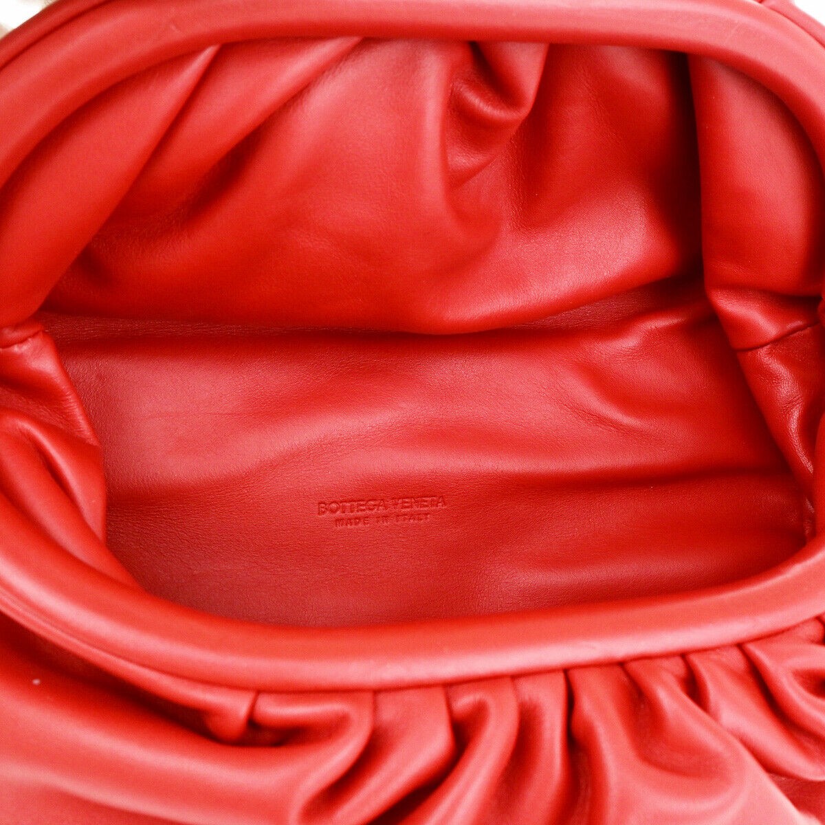 BOTTEGA VENETA The Chain Pouch Shoulder Body Bag Leather Red Silver 609RF159