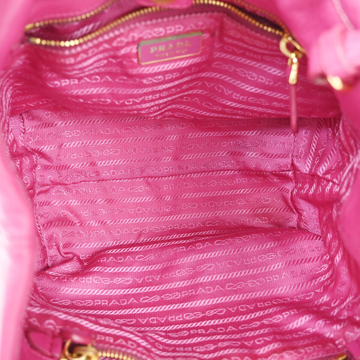 PRADA MILANO Logo Ribbon 2Way Shoulder Hand Tote Bag Leather Pink Gold 34YE444