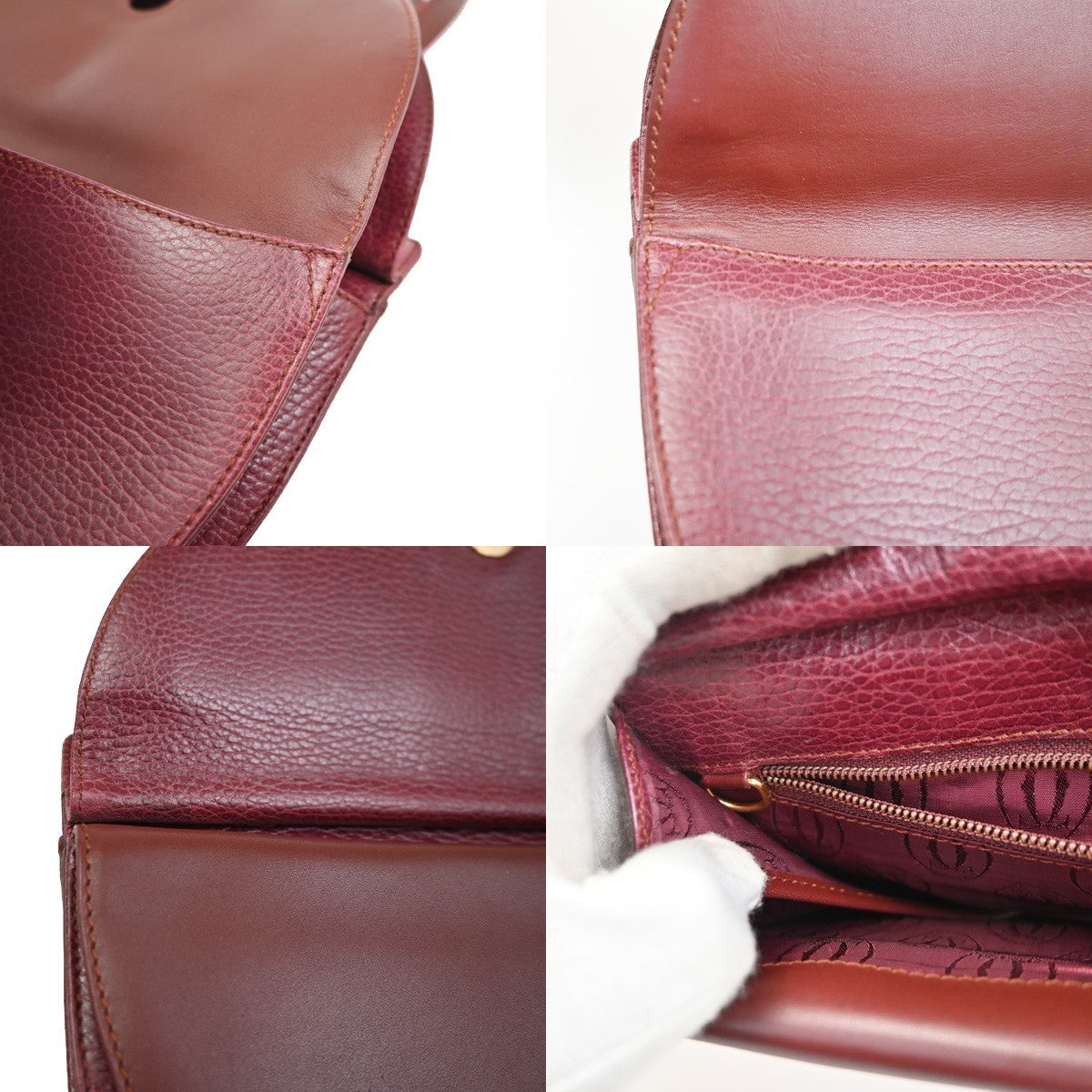 MUST DE CARTIER 2C Logo Shoulder Bag Leather Red GHW Spain 38CA704