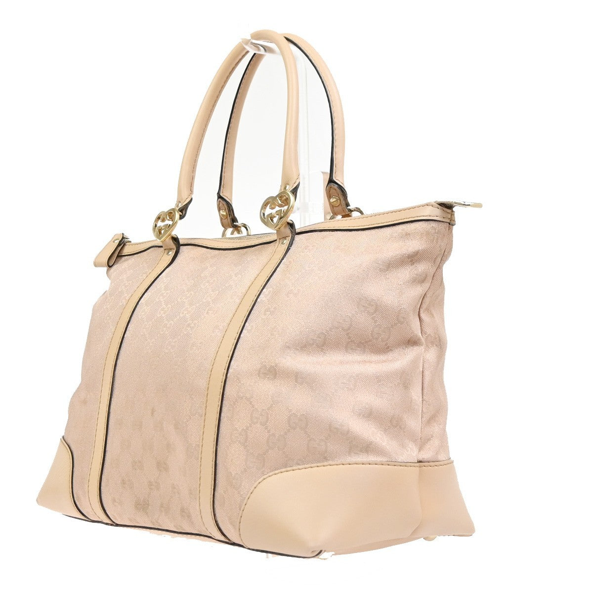 GUCCI Logo Lovely GG Pattern Tote Hand Bag Canvas leather PK BE Italy 80MA602
