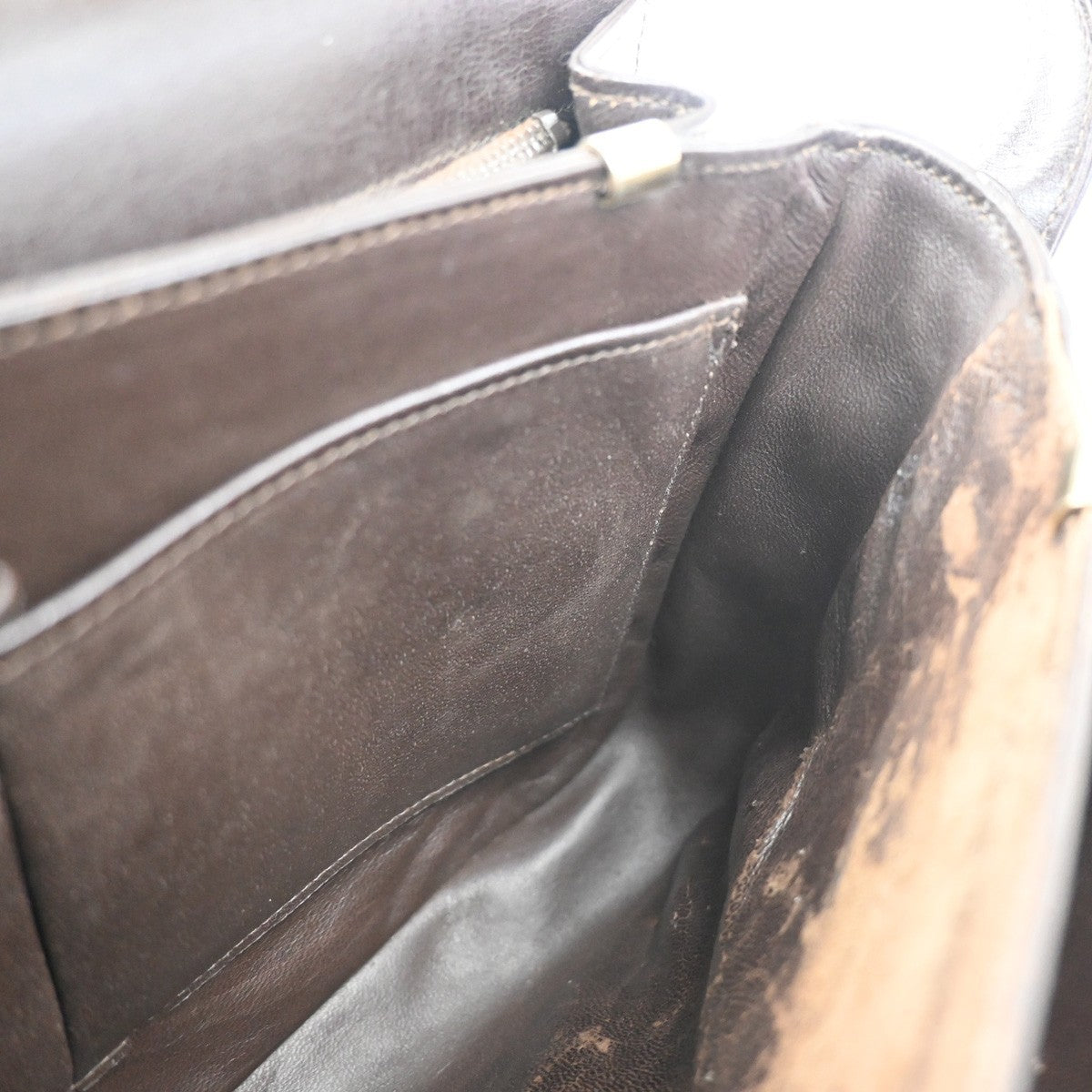 CELINE Logo C Macadam Horse Carriage Shoulder Bag Canvas Leather Brown 34KP553