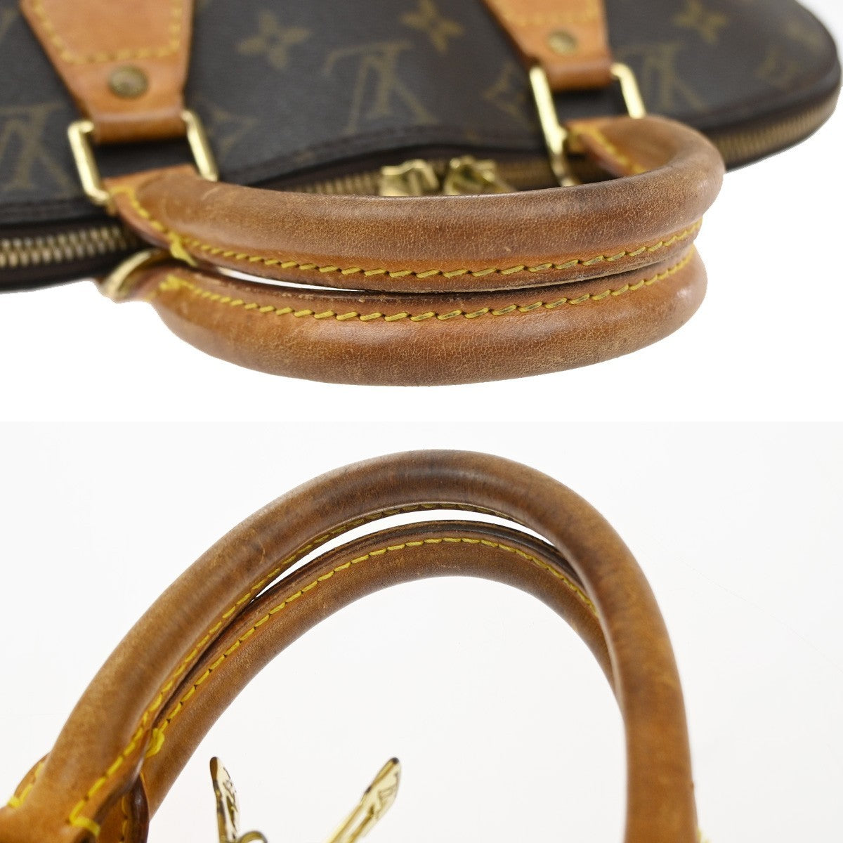 LOUIS VUITTON LV Logo Alma Hand Bag Monogram Leather Brown France M51130 87YJ204