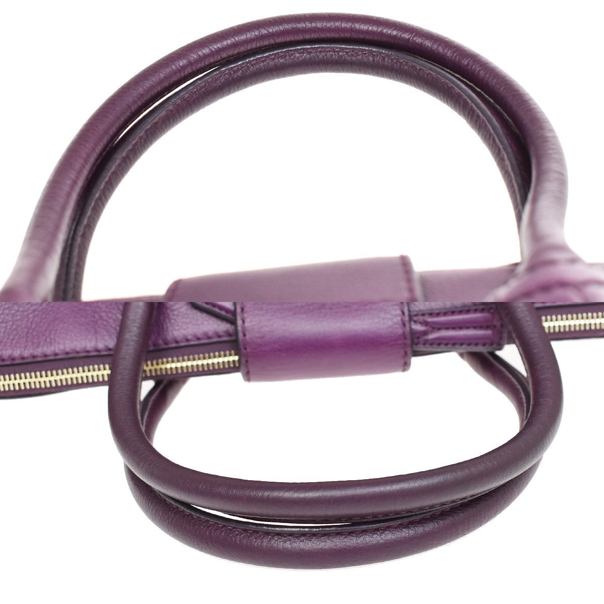 YVES SAINT LAURENT YSL Logo Hand Bag Leather Purple GHW Italy 32EF751