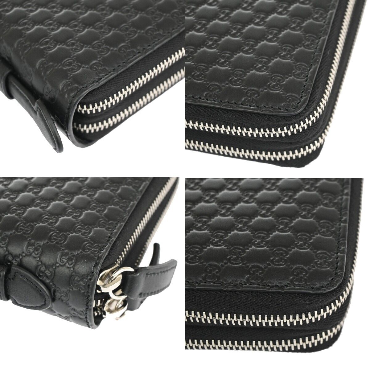 GUCCI Micro GG Guccissima Travel Case Wallet Leather Black SHW Italy 18YE185