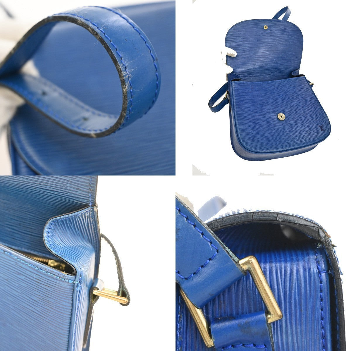 LOUIS VUITTON Saint Cloud GM Shoulder Bag Epi Leather Blue M52195 32CA411