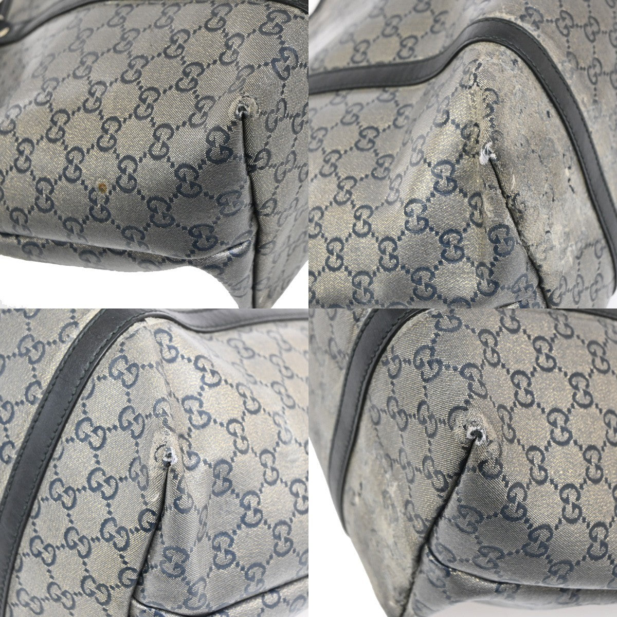 GUCCI GG Crystal Tote Shoulder Bag Coating Canvas Leather Black GHW 60DA042