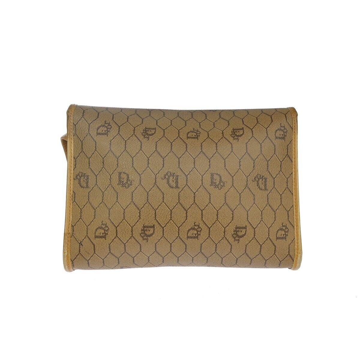 CHRISTIAN DIOR Logos Honeycomb Mini Shoulder Bag PVC Leather Brown Gold 67DA063