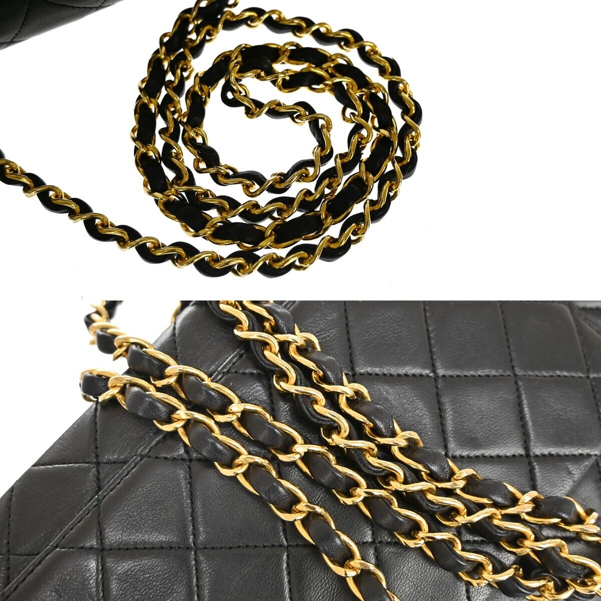 CHANEL CC Matelasse Chain Shoulder Bag Pouch Leather Black GHW Vintage 731RJ053