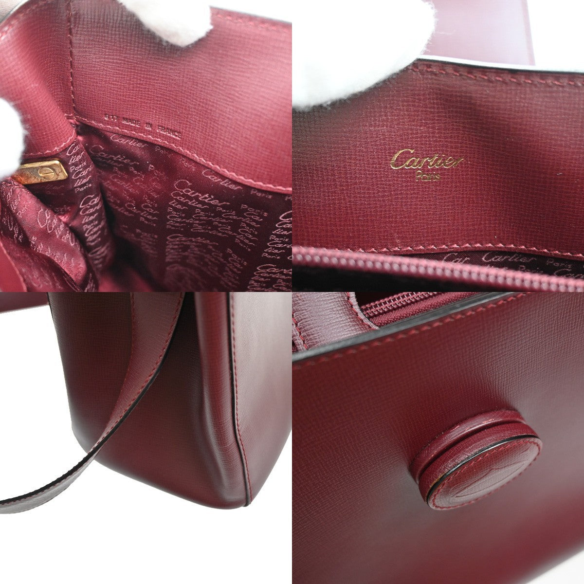 MUST DE CARTIER 2C Logo Crossbody Shoulder Bag Leather Red GHW  Frence 34SA083