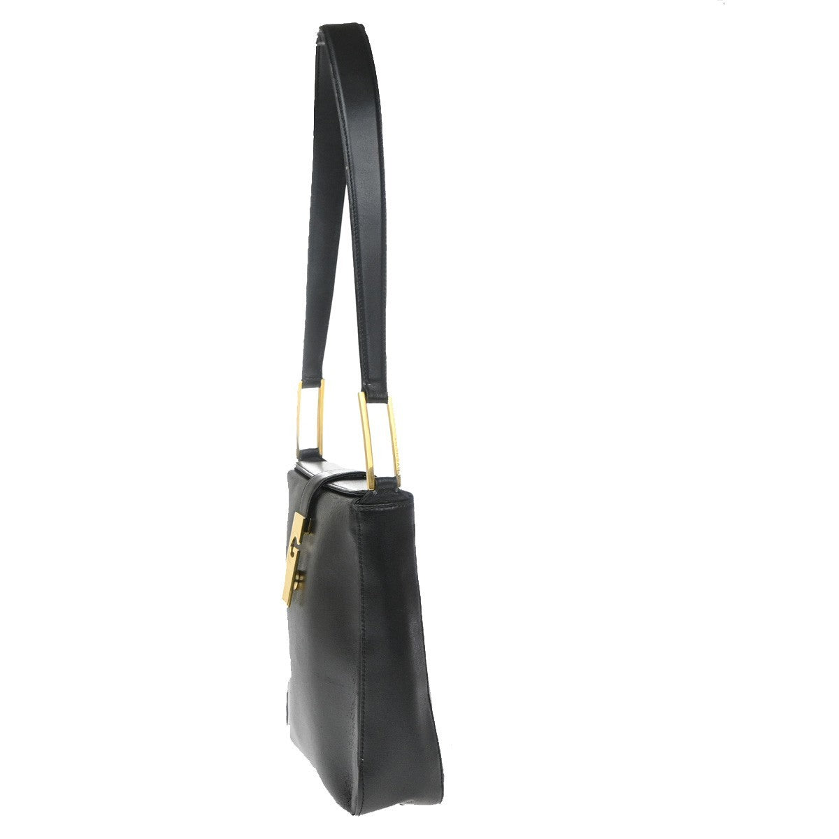 GIVENCHY Logo Shoulder Hand Bag Leather Black GHW Italy 07CA934