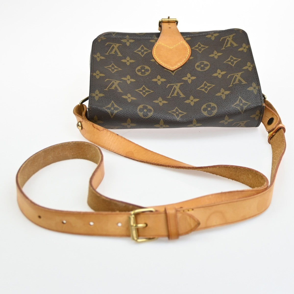 LOUIS VUITTON Cartouchiere MM Shoulder Bag Monogram Leather Brown M51253 78SA065