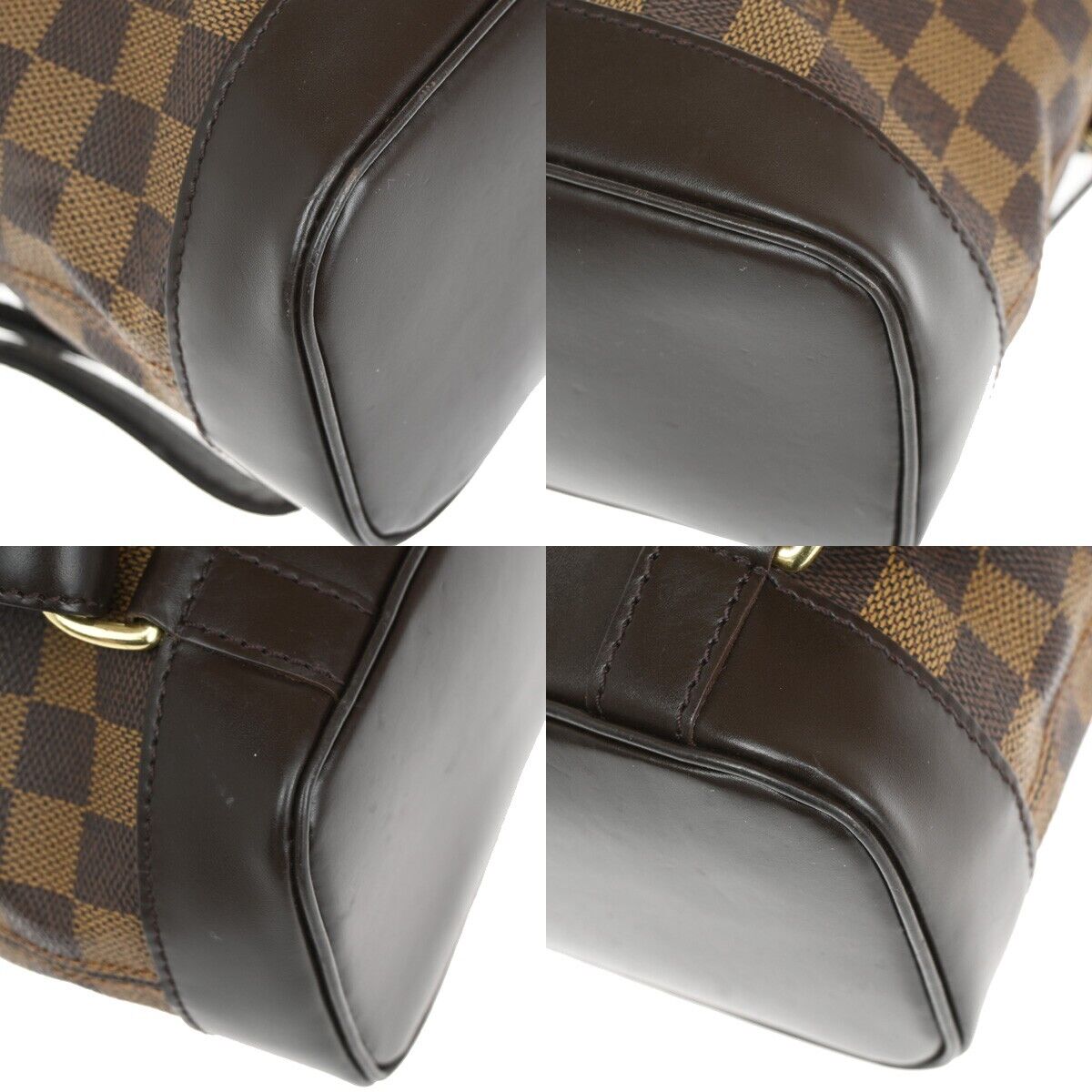 LOUIS VUITTON Logo Soho Backpack Bag Damier Ebene Leather Brown N51132 50SH733