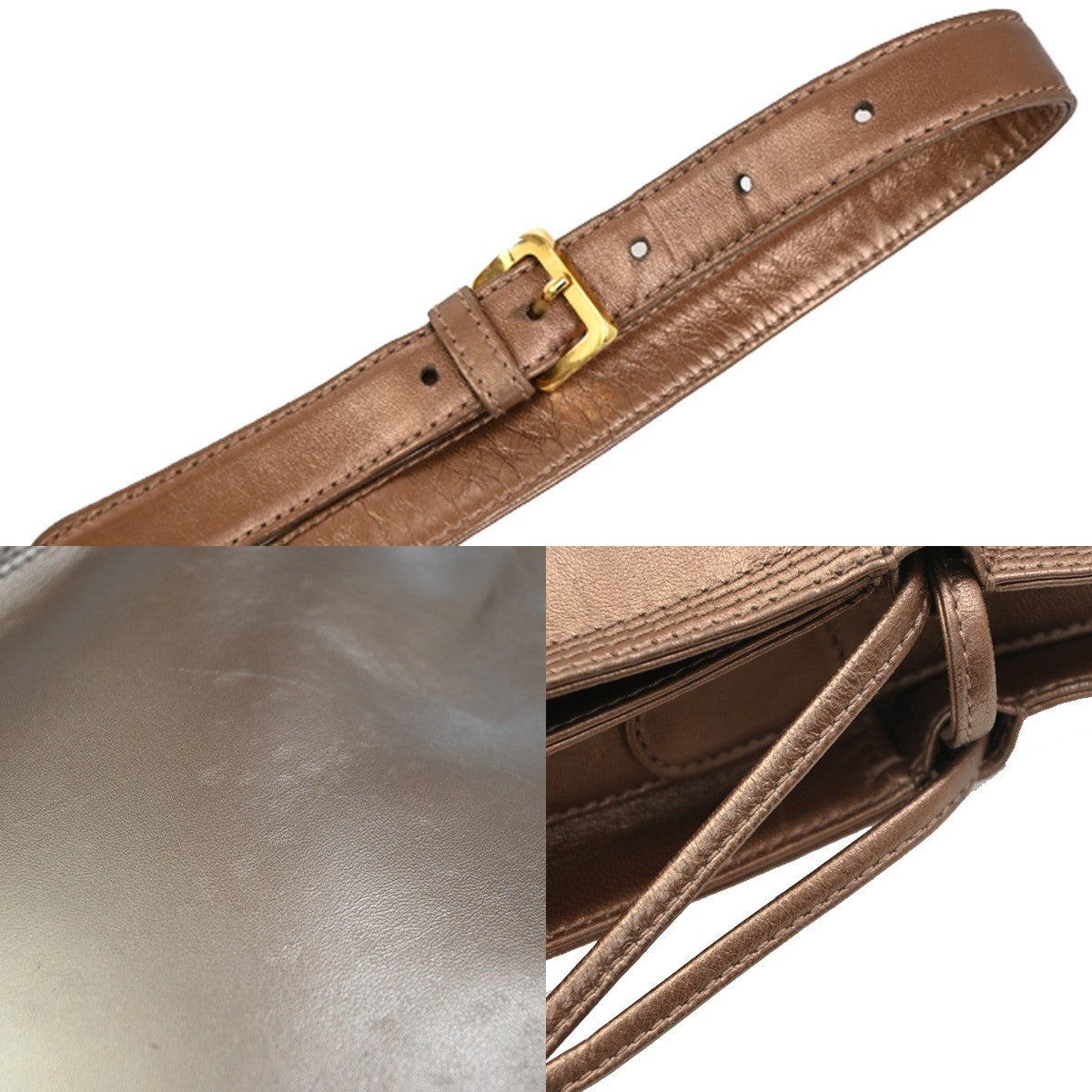 LOEWE Logo Anagram Crossbody Shoulder Bag Leather Bronze GHW Spain 86KD171