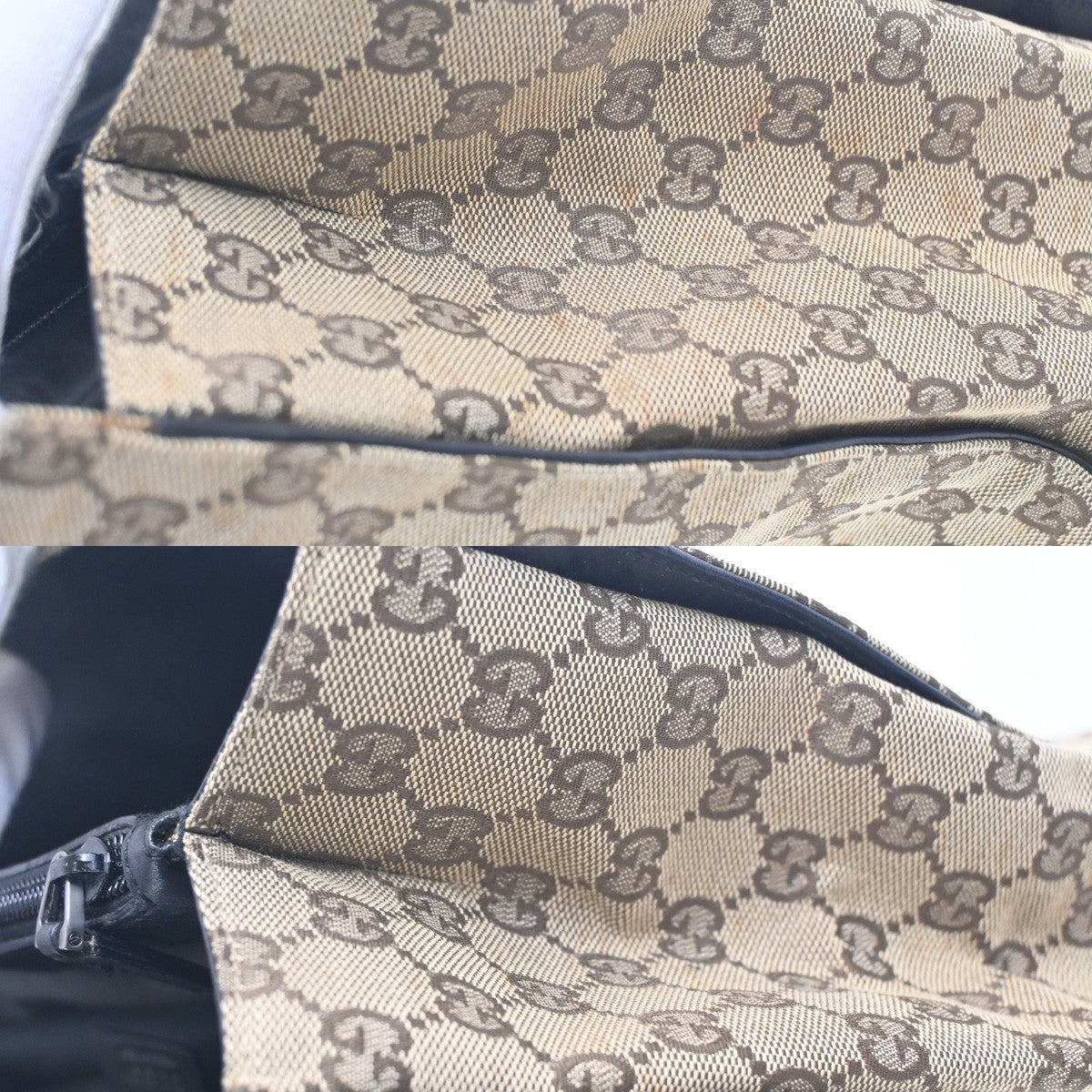 GUCCI Logo GG Pattern Hand Tote Bag Bamboo Canvas Leather BE Brown Italy 69ZA339
