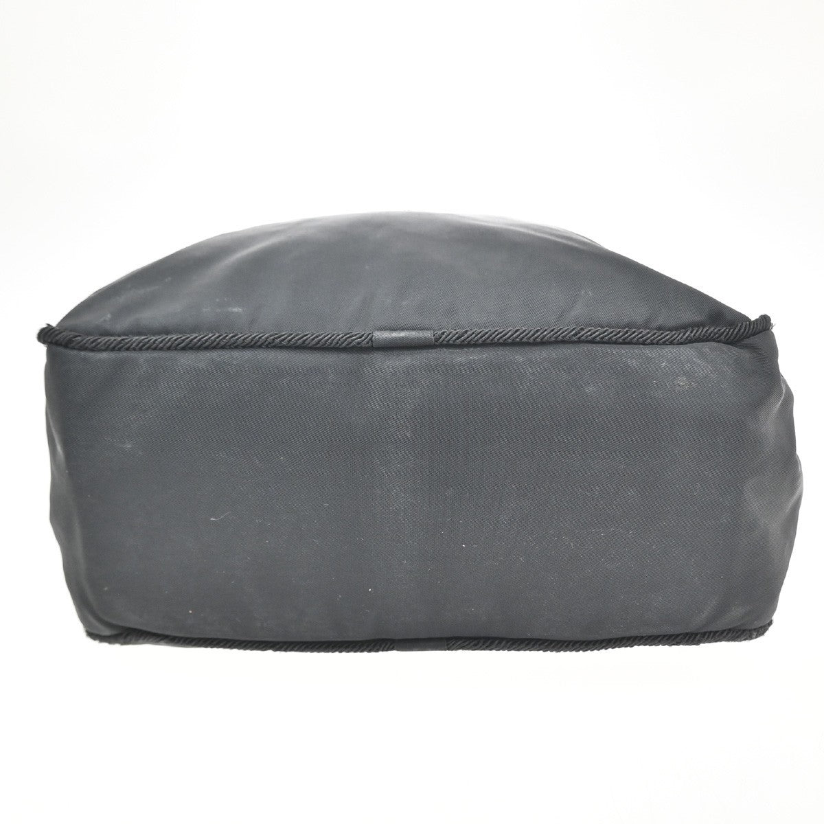 PRADA Logo Beaded Hand Bag Nylon Tessuto Leather Black Italy 09CB017