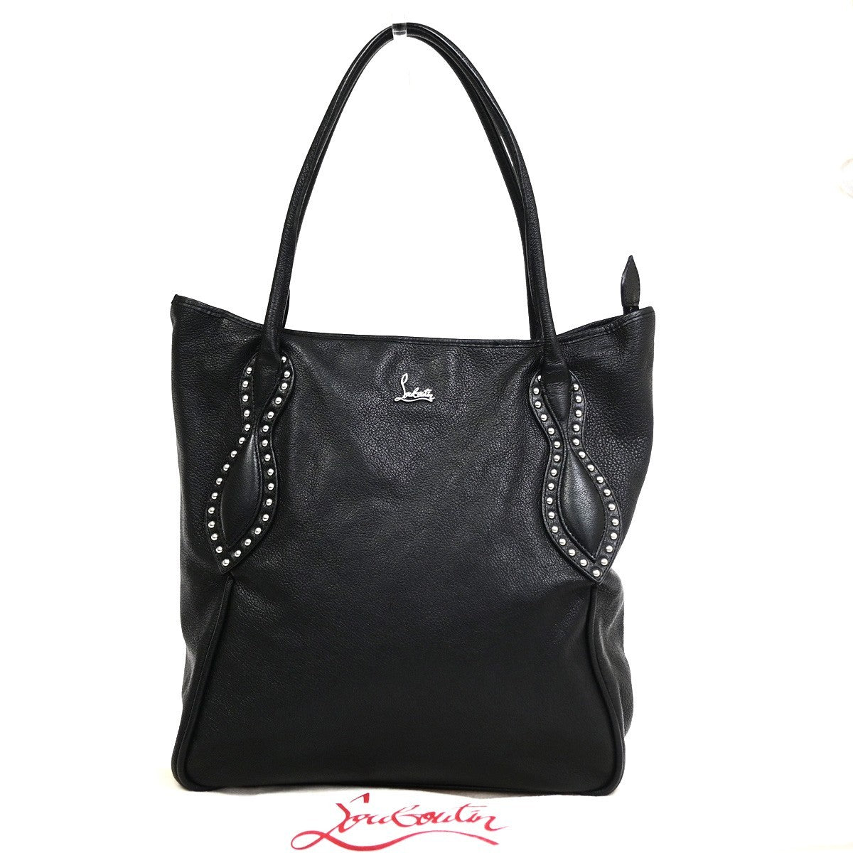 CHRISTIAN LOUBOUTIN Tote Shoulder Bag Leather Black France SHW  71CB053