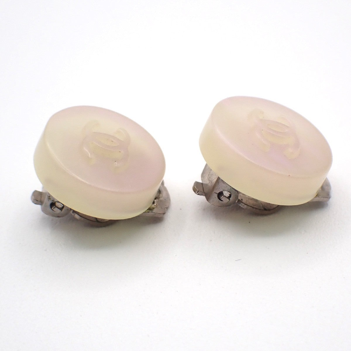 CHANEL CC Logo Iridescent Resin Round Button Earrings 00C Clip-On SHW 38RL811