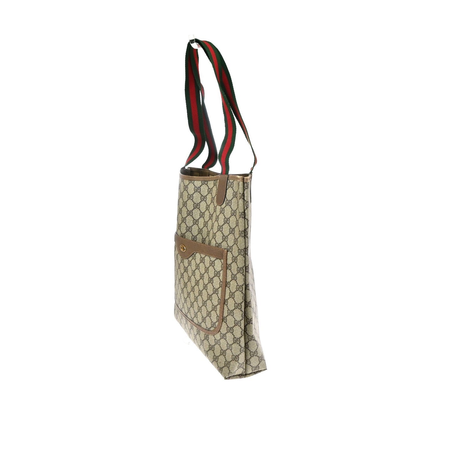 GUCCI Logo GG Pattern Sherry Shoulder Tote Bag PVC Leather Brown Italy 61KD146