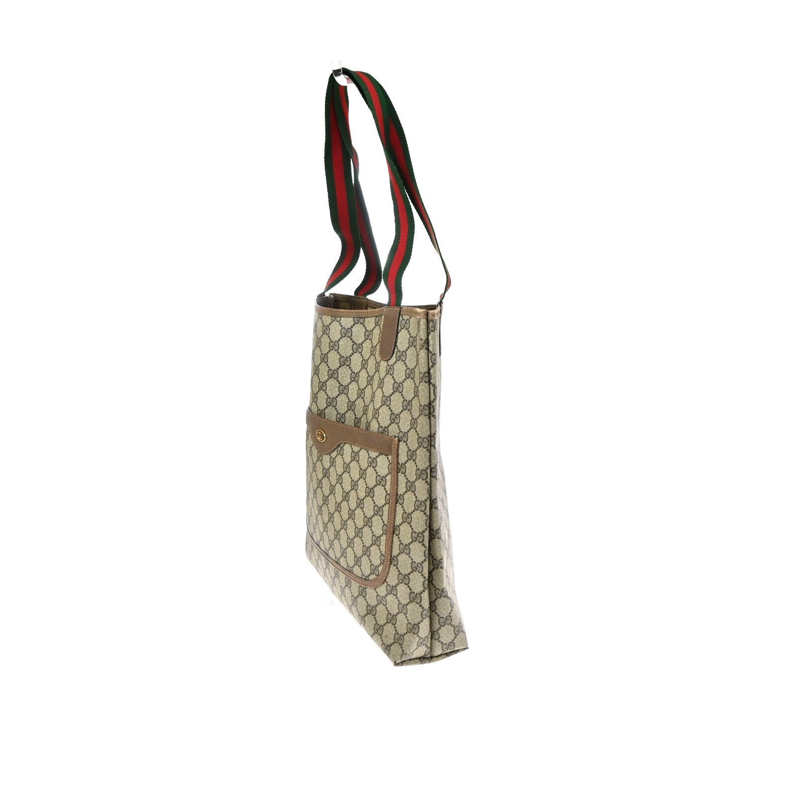 GUCCI Logo GG Pattern Sherry Shoulder Tote Bag PVC Leather Brown Italy 61KD146