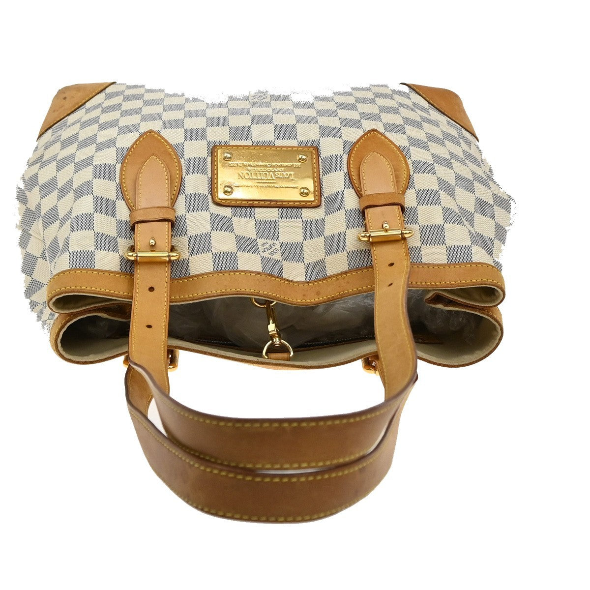 LOUIS VUITTON Hampstead MM Shoulder Bag Damier Azur Leather White N51206 88KB552