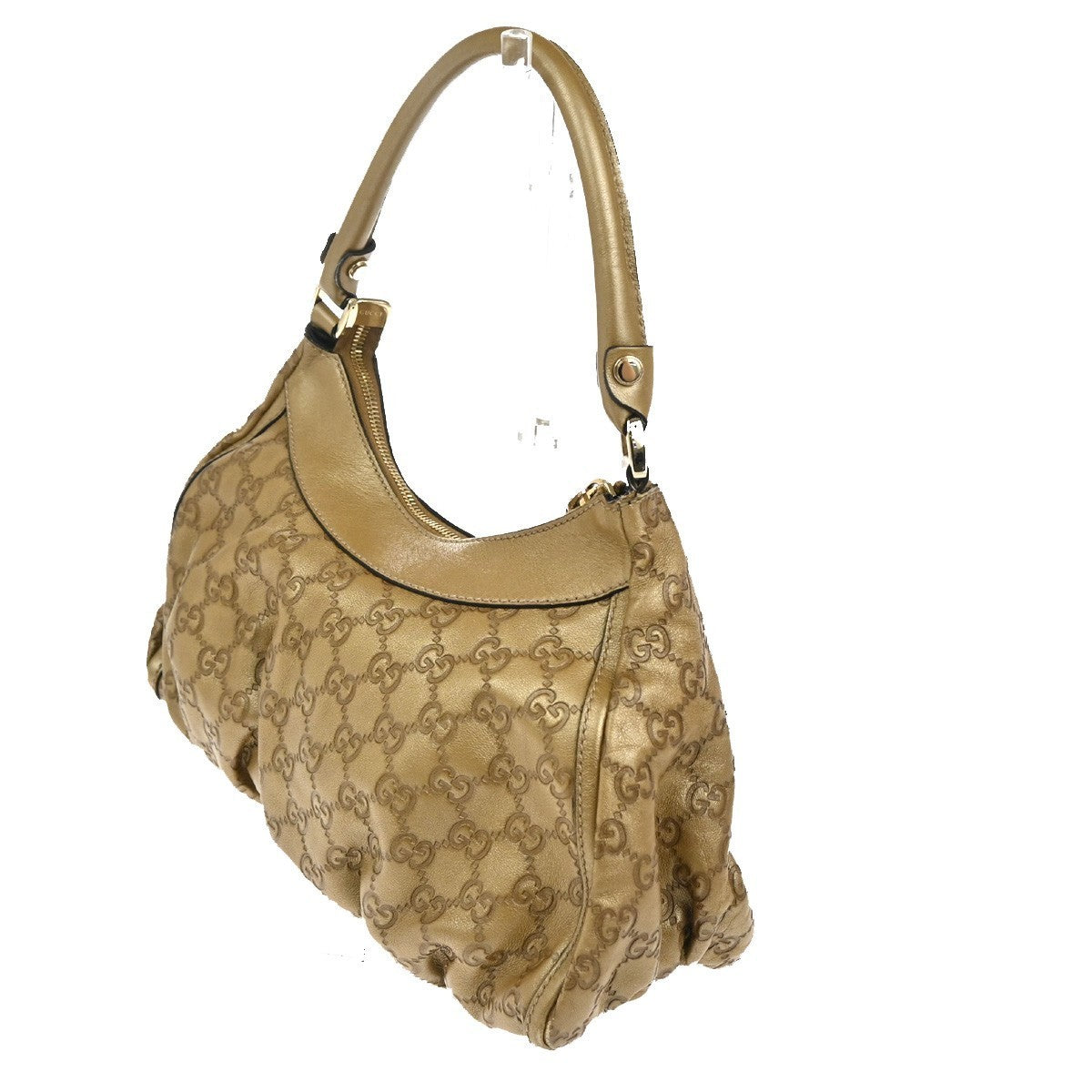 GUCCI Guccissima Abbey One Shoulder Hand Bag Embossing Leather Gold GHW  84TA490