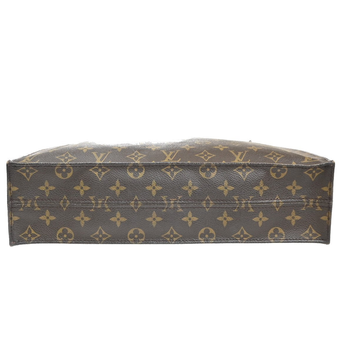 LOUIS VUITTON Logo Sac Plat Hand Tote Bag Monogram Leather Brown M51140 65KC814