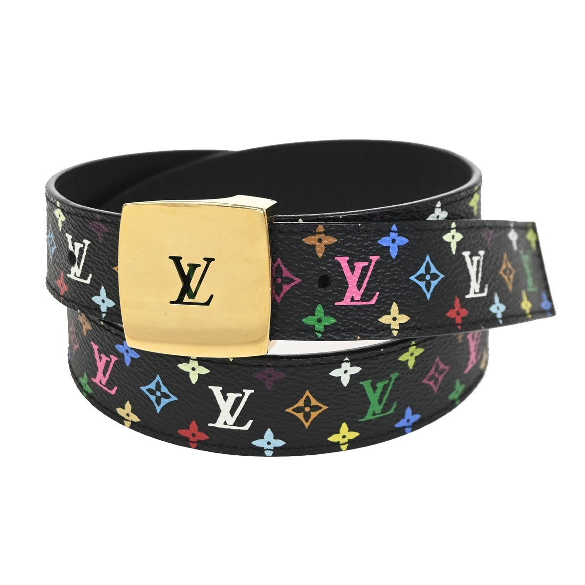 LOUIS VUITTON Ceinture LV Cut Buckle Belt 80/32 Monogram Multi Black 80YH977