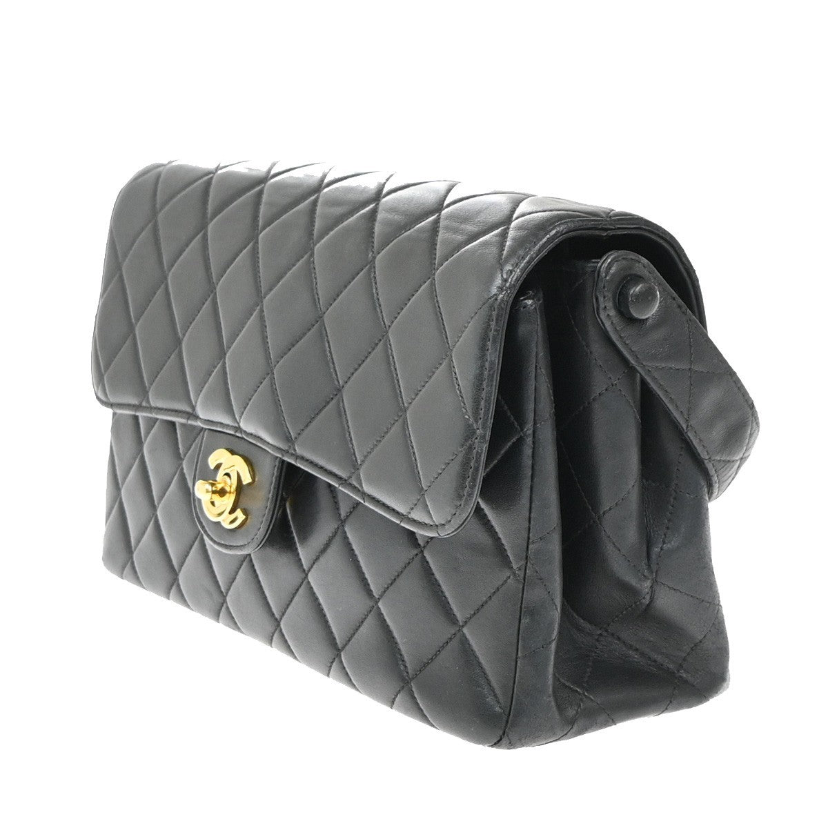 CHANEL Matelasse 25 Double Face Top Hand Hand Bag Leather Black Vintage 880RP115