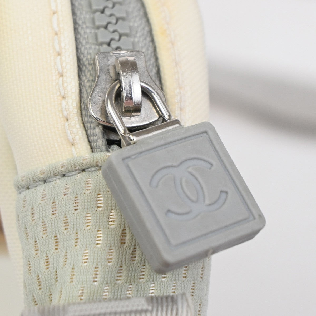 CHANEL CC Logo Sport Line Camellia Shoulder Bag Nylon White SHW Italy 74ZA283