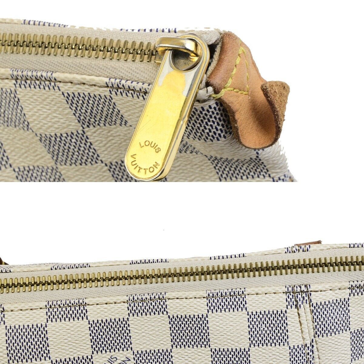LOUIS VUITTON Totally MM Shoulder Bag Damier Azur Leather White N51262 20FA324