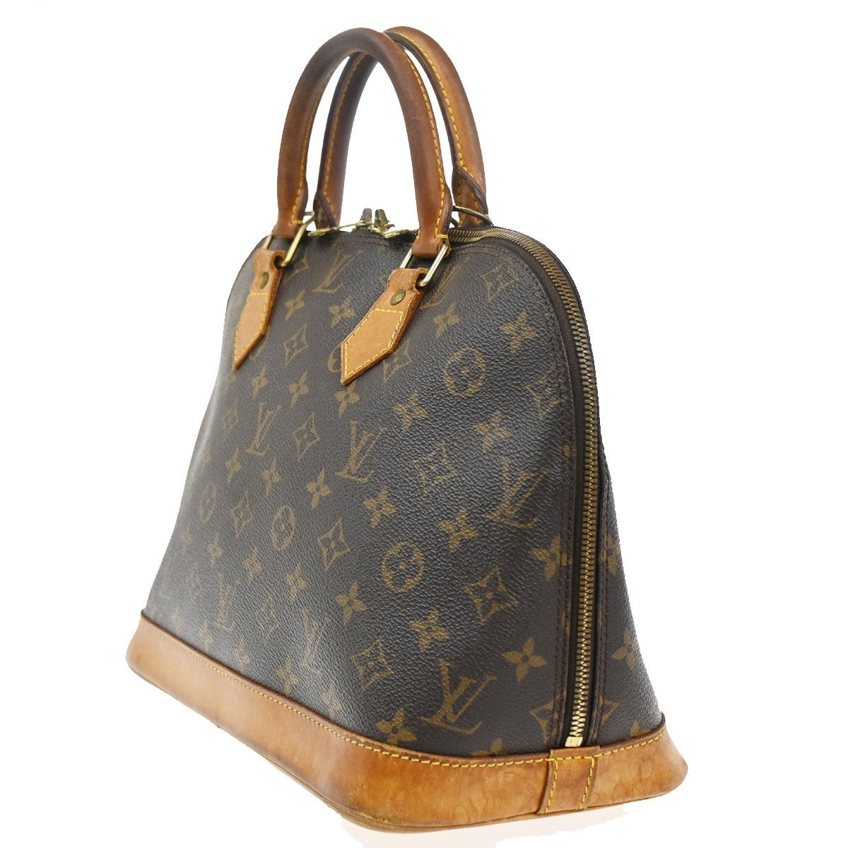 LOUIS VUITTON LV Logo Alma Hand Bag Monogram Leather Brown France M51130 64CA299