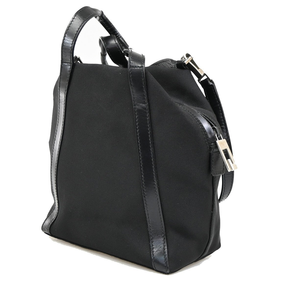 GUCCI 2Way Shoulder Hand Bag Nylon Black Sliver Italy 09DA133