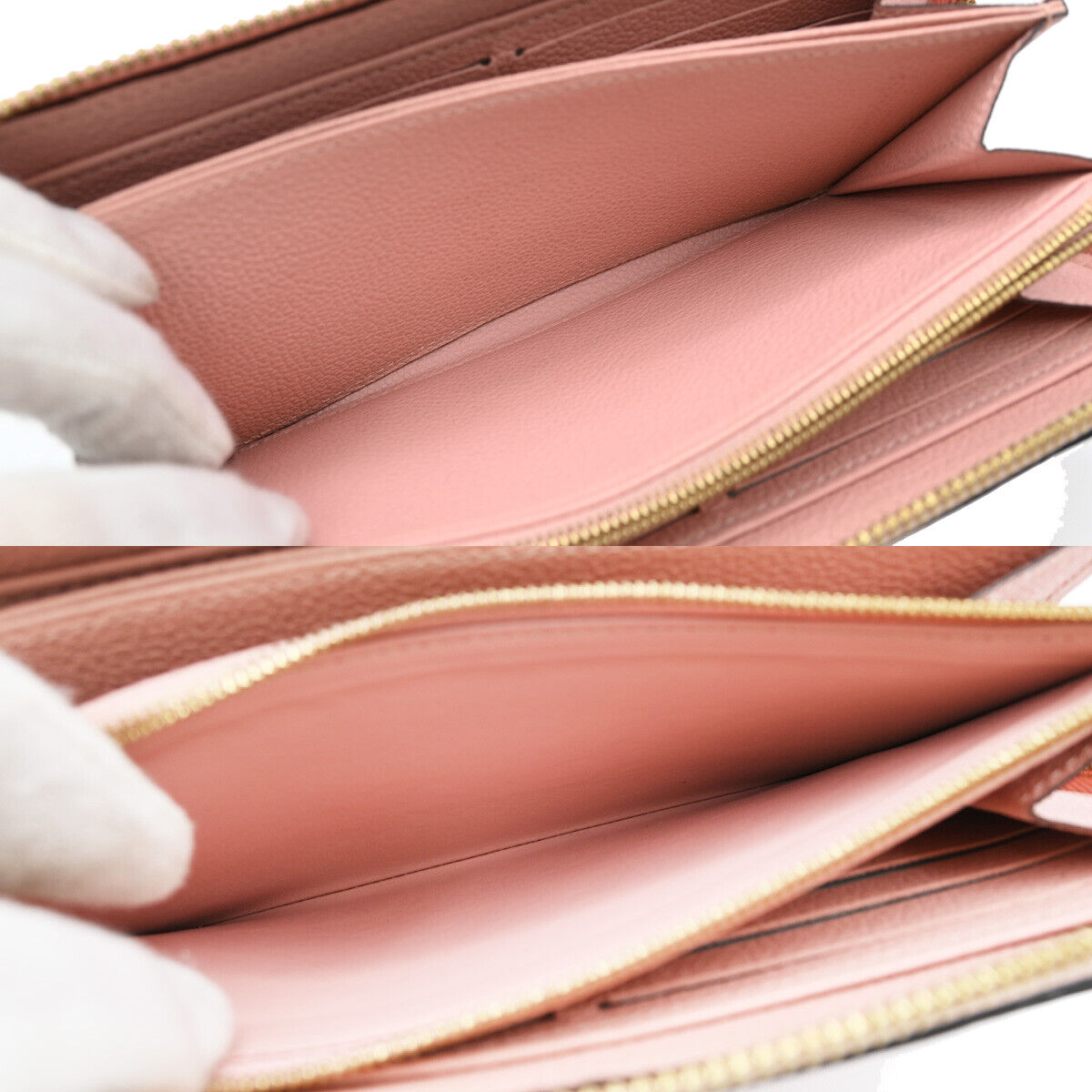 LOUIS VUITTON Zippy Wallet Long Monogram Empreinte Leather Rose M64090 89YE527