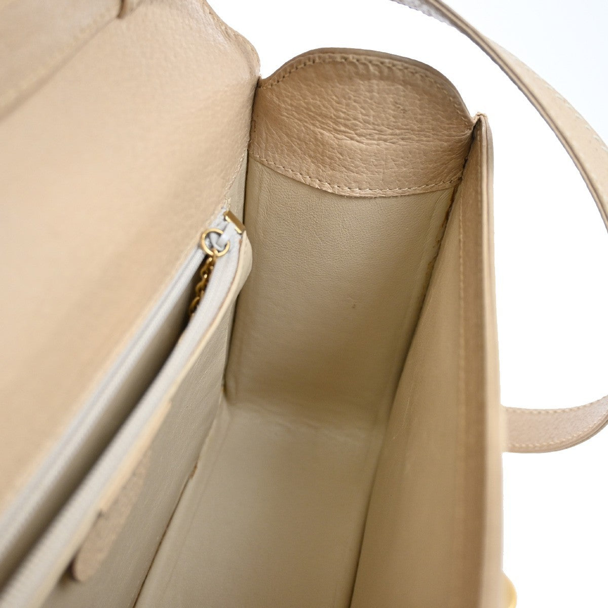 GUCCI Logo Bamboo 2Way Shoulder Hand Bag Leather Beige GHW Italy 95KB654