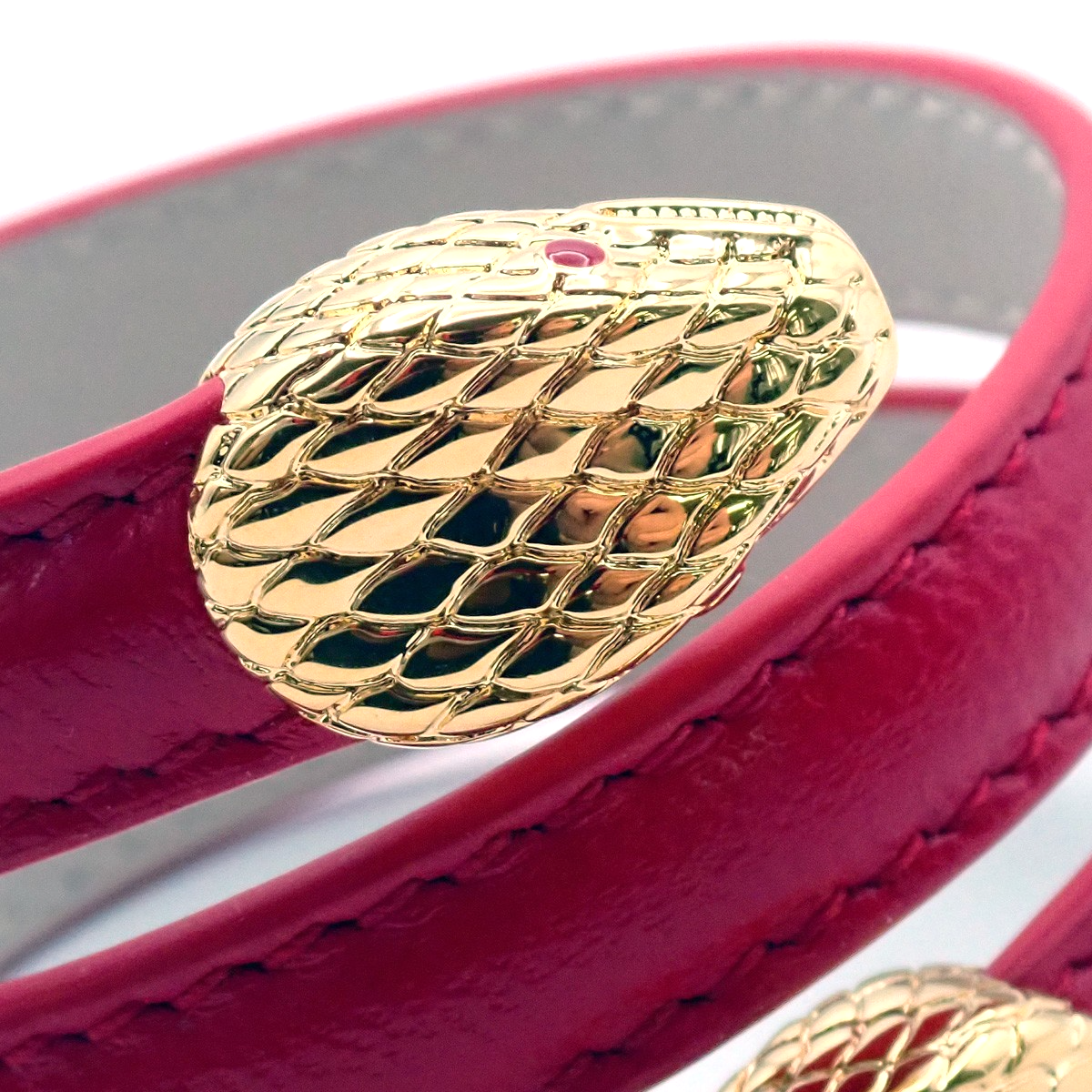 BVLGARI Logo Serpenti Forever Bracelet Red Gold Italy Accessory 33RL217