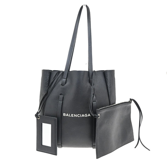 BALENCIAGA Logo Everyday Tote XS Shoulder Hand Bag Leather Black 83EF081