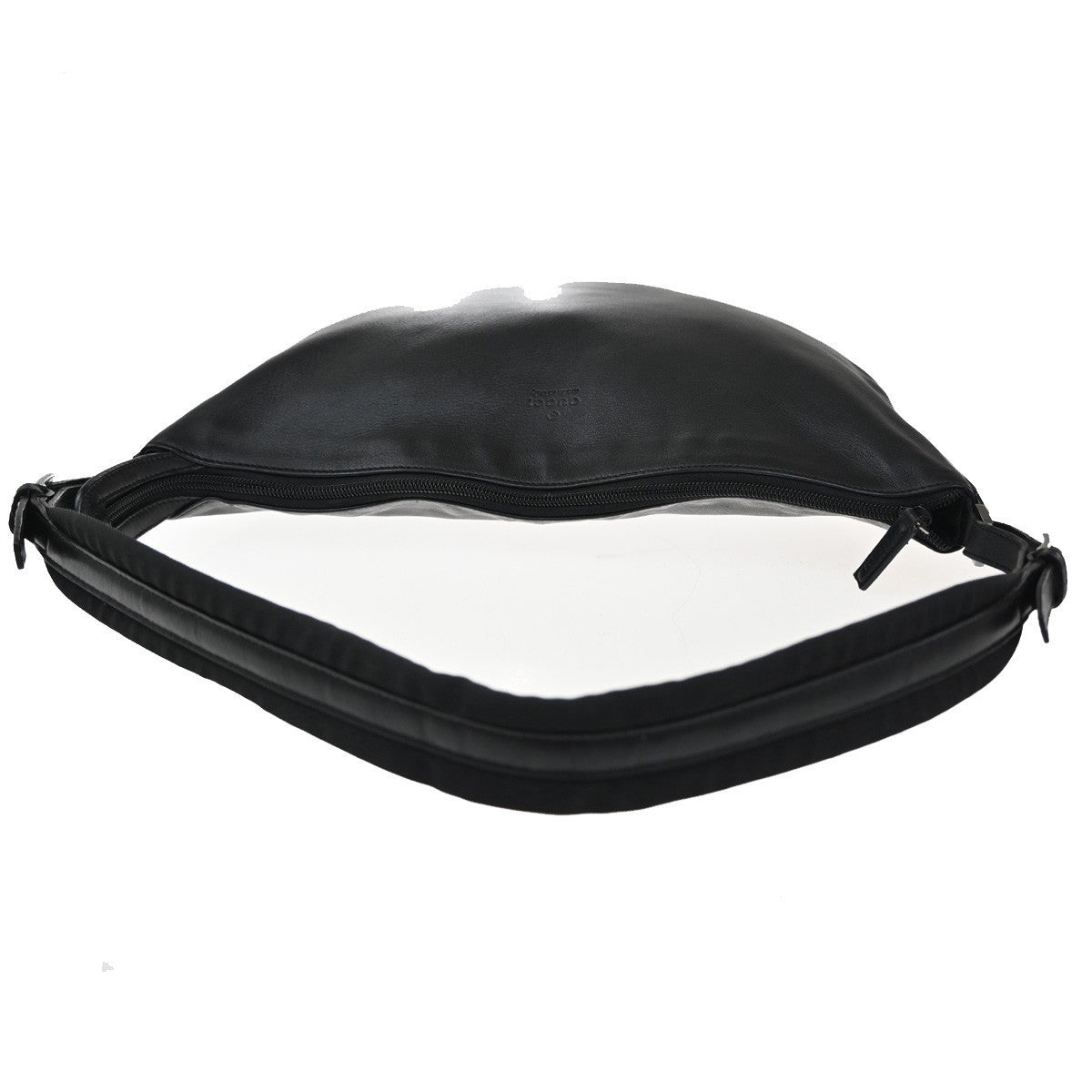 GUCCI Logo One Shoulder Hand Bag Leather Canvas Black SHW Italy 38MA213