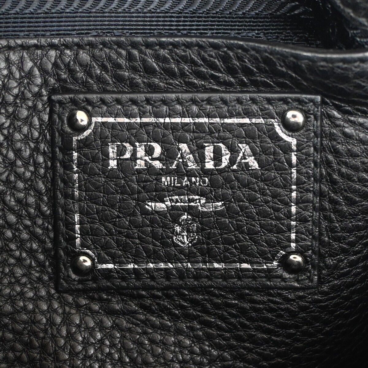 PRADA MILANO Logo Shoulder Bag Vitello Phenix Leather Nero Black SHW 53RH799