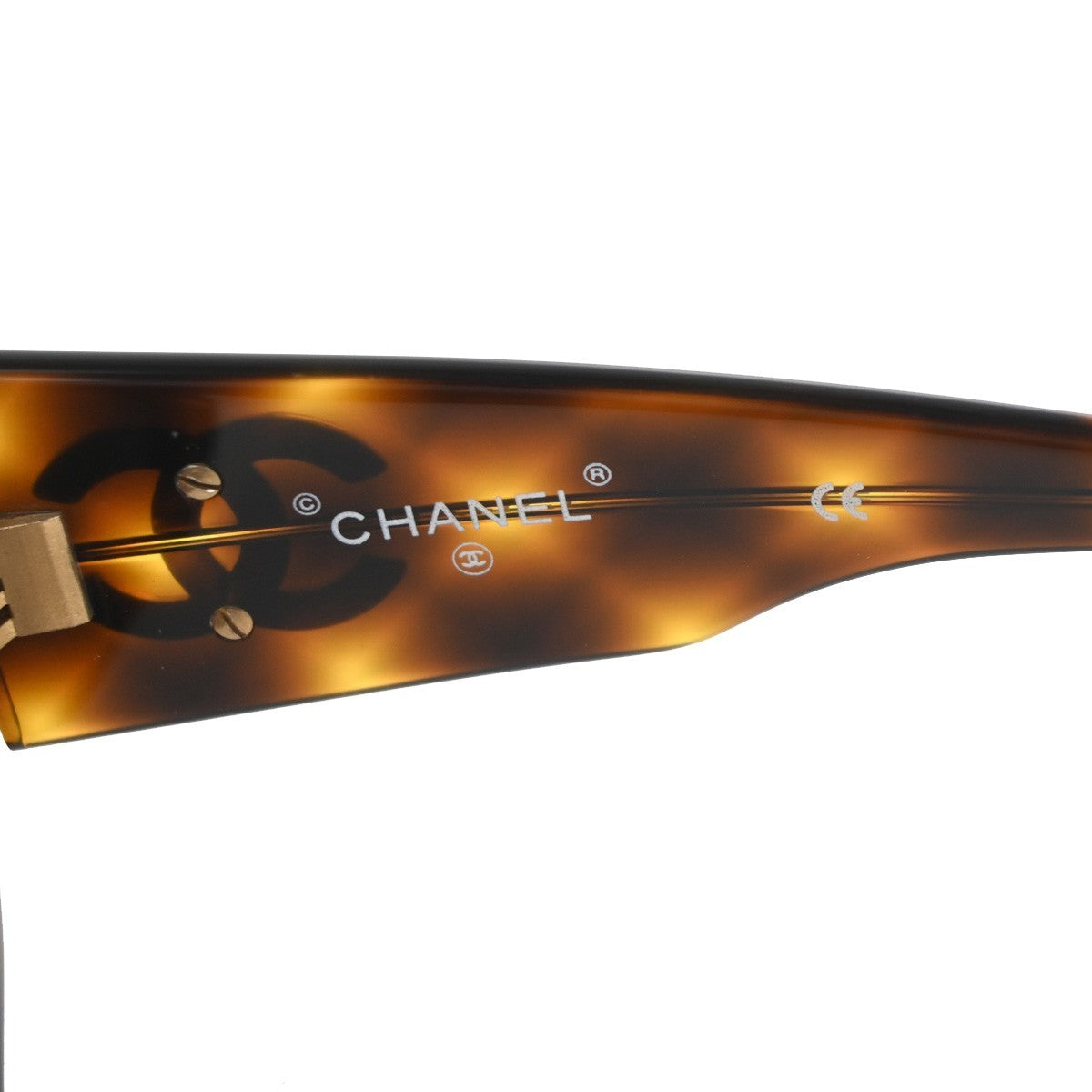 CHANEL CC Logo Sunglasses Eye Wear Plastic Brown GHW 01451 63RL897