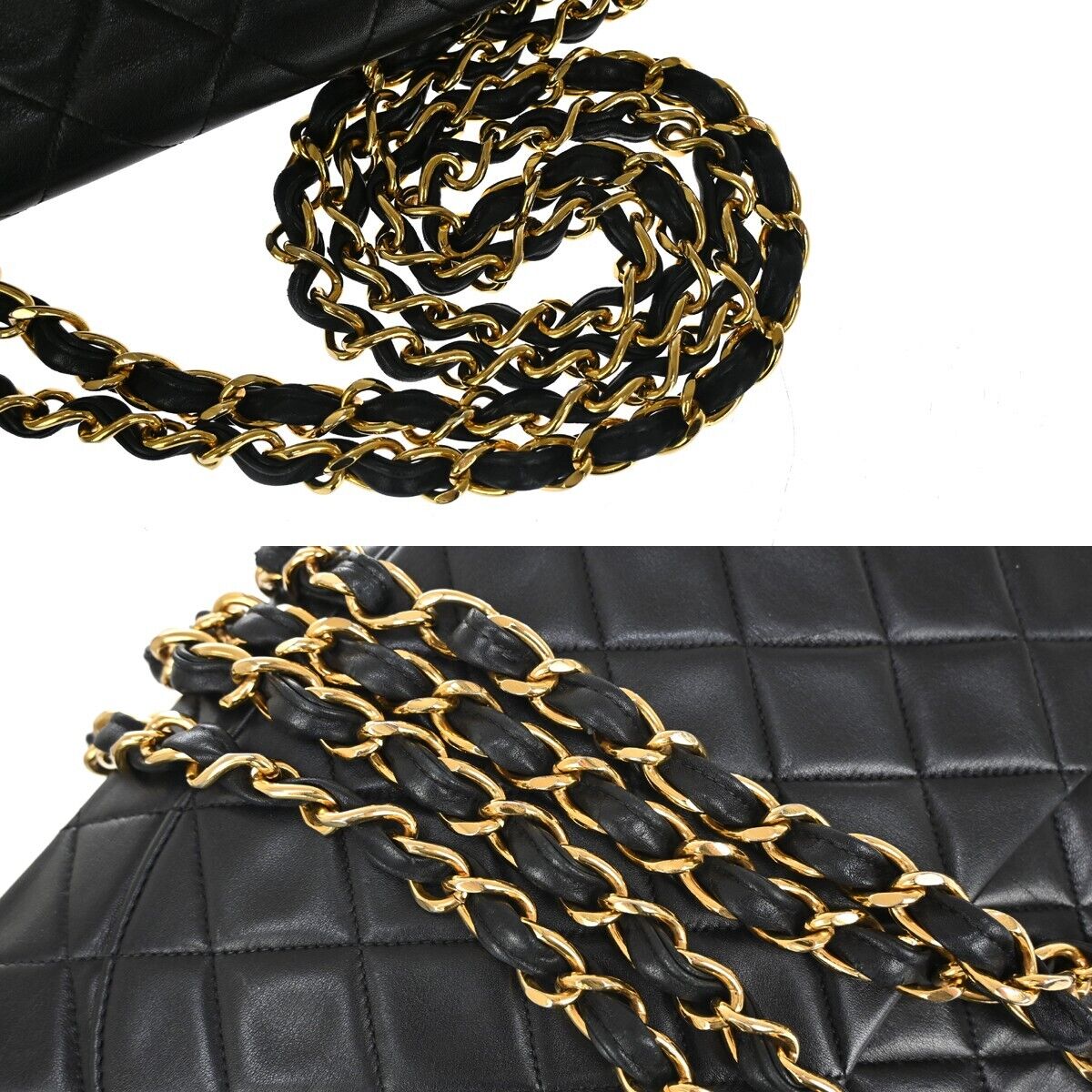 CHANEL CC Maxi Jumbo Matelasse 34 Chain Shoulder Bag Leather Black GHW 859RH997