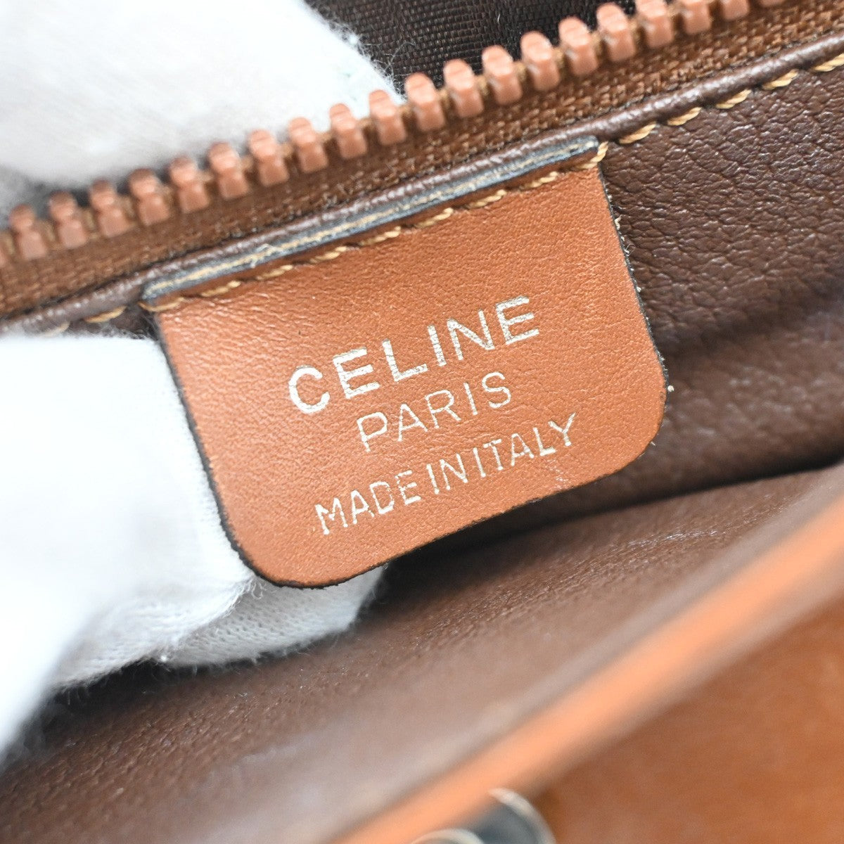 CELINE Logo Shoulder Bag Leather Brown GHW Made In Italy 02FC143