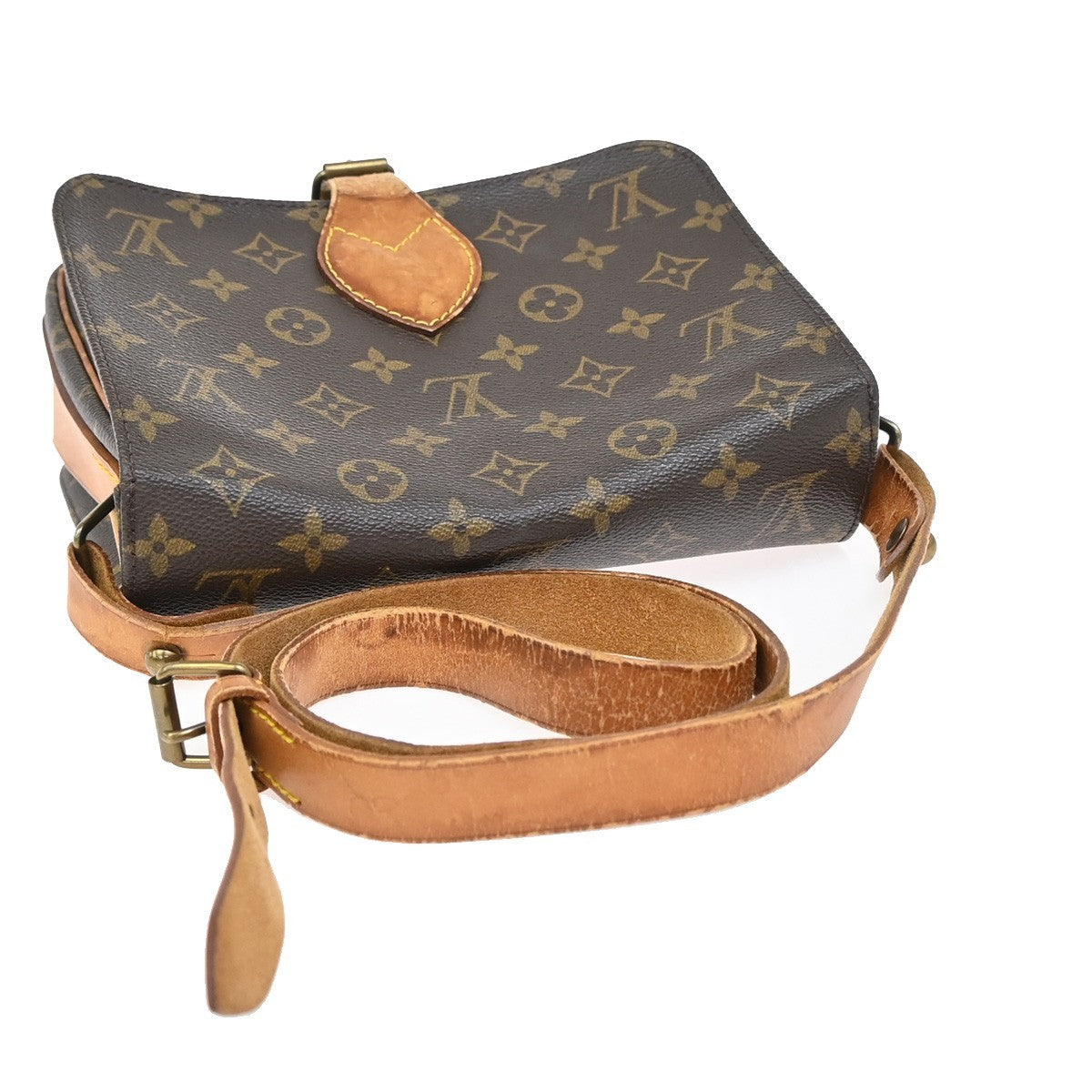 LOUIS VUITTON Cartouchiere MM Shoulder Bag Monogram Leather Brown M51253 64EF845