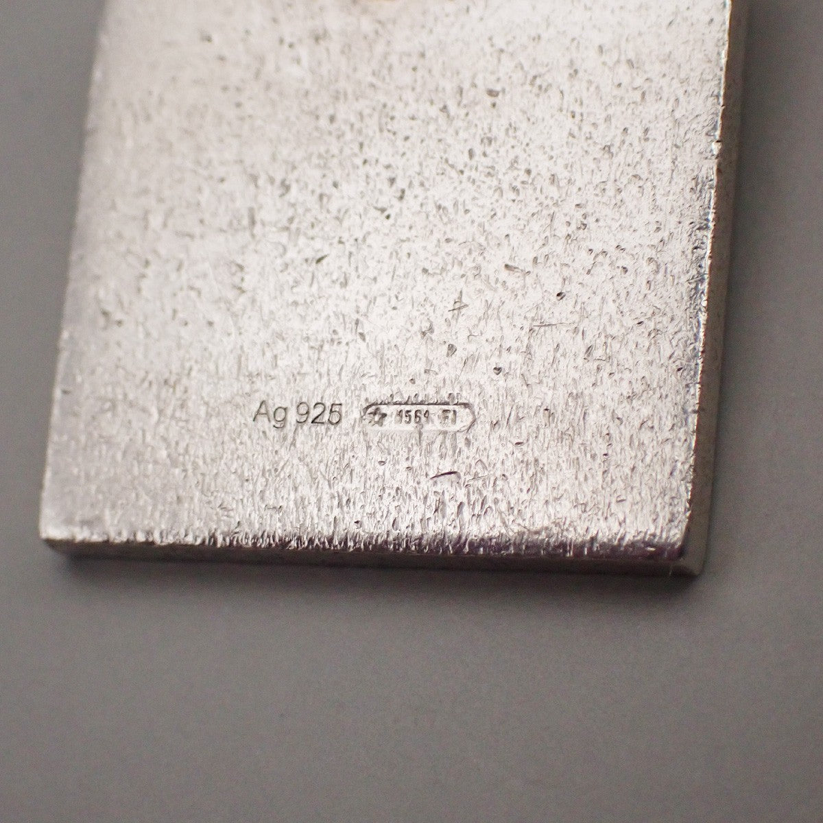 GUCCI Logo Square Plate Necklace Pendant Silver 925 Italy 01KD232