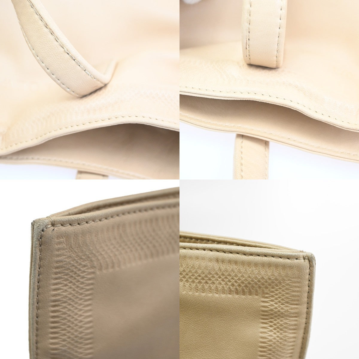 LOEWE Logo Shoulder Tote Hand Bag Leather Beige SHW Spain 30CA771
