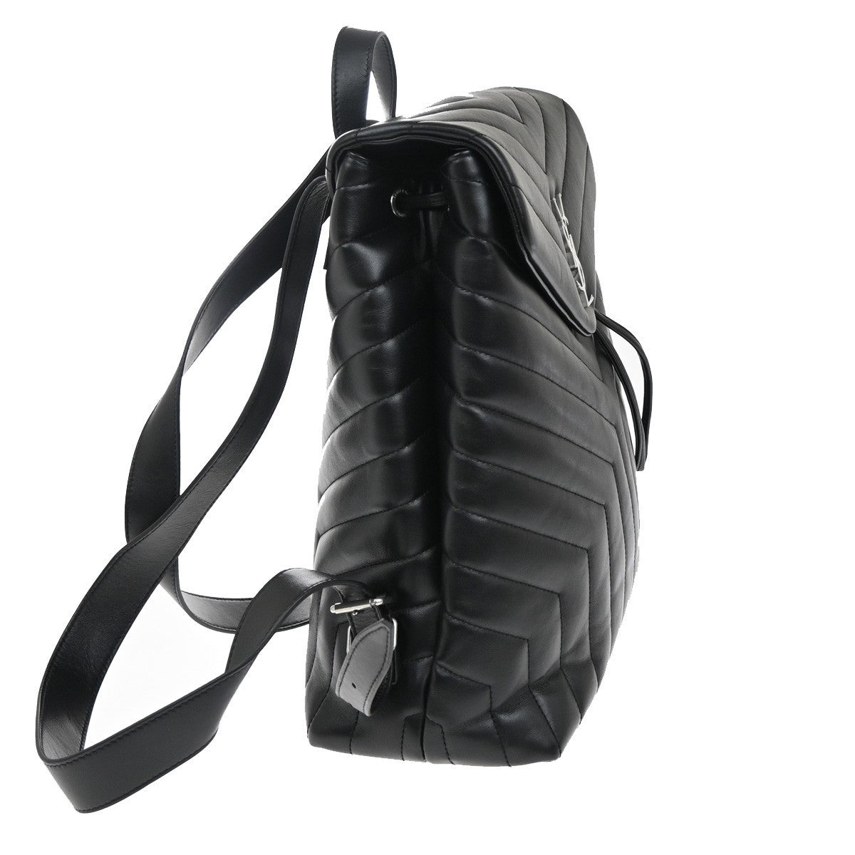SAINT LAURENT YSL Logo LouLou Backpack Bag Leather Black SHW Italy 652LC599