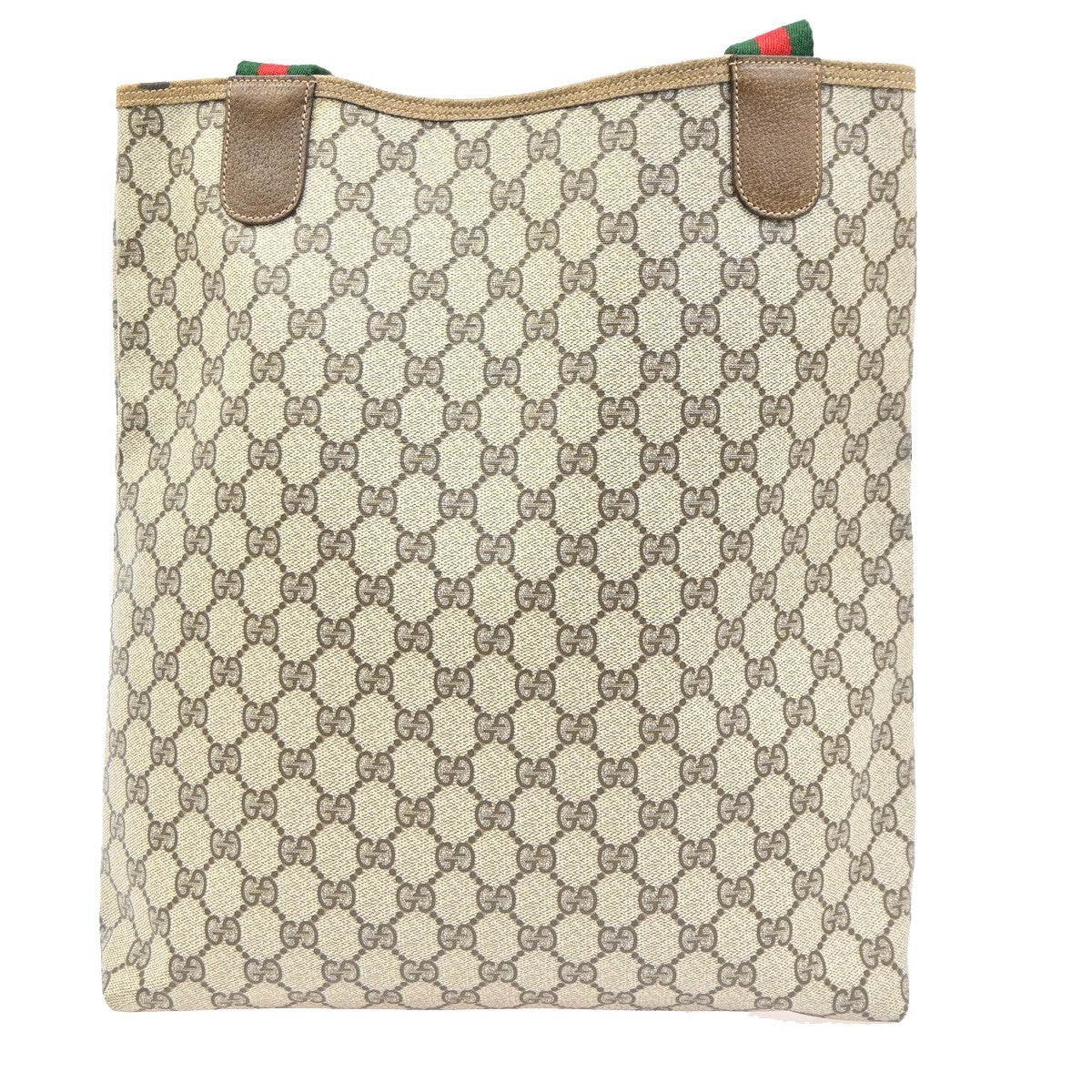 GUCCI Logo GG Sherry Line Hand Tote Bag PVC Leather Brown GHW Italy 61CB009
