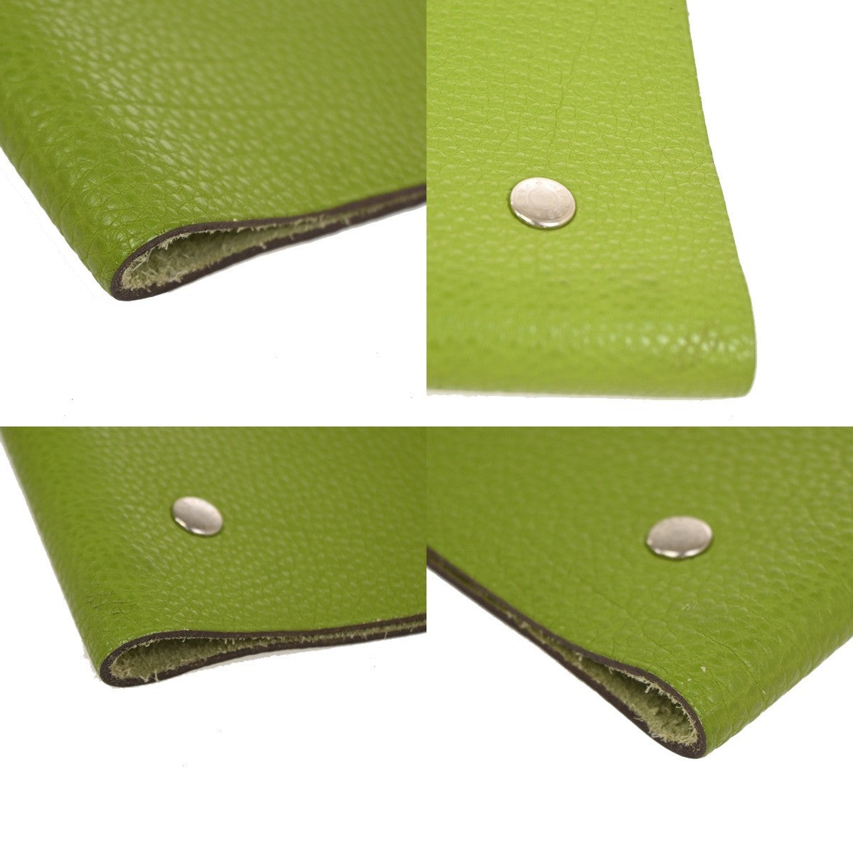 HERMES Logo Ulysse Mini Notebook Cover Mark Leather France Green  02RQ043
