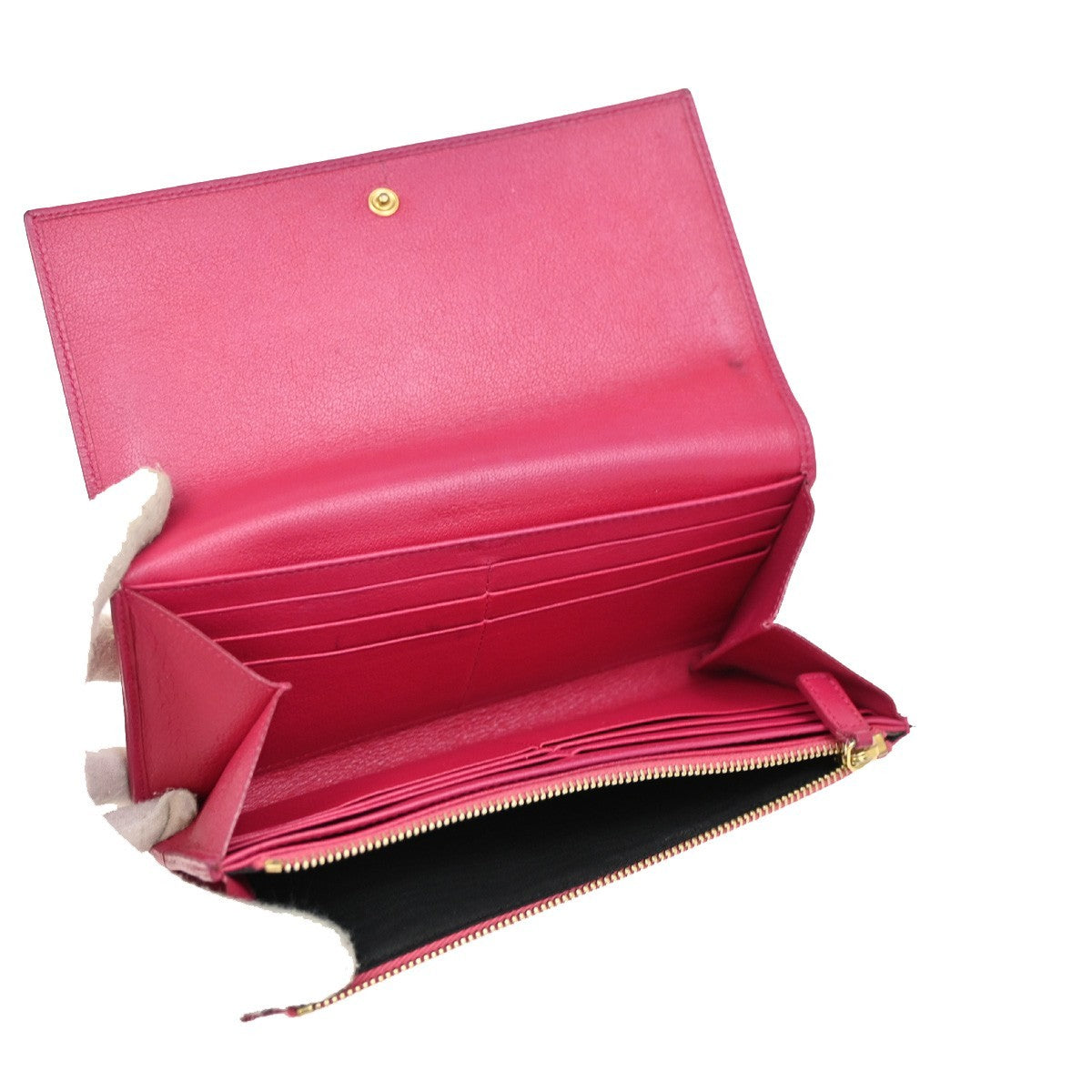YVES SAINT LAURENT YSL Logo Belle De Jour Long Wallet Leather Pink GHW 66KB977