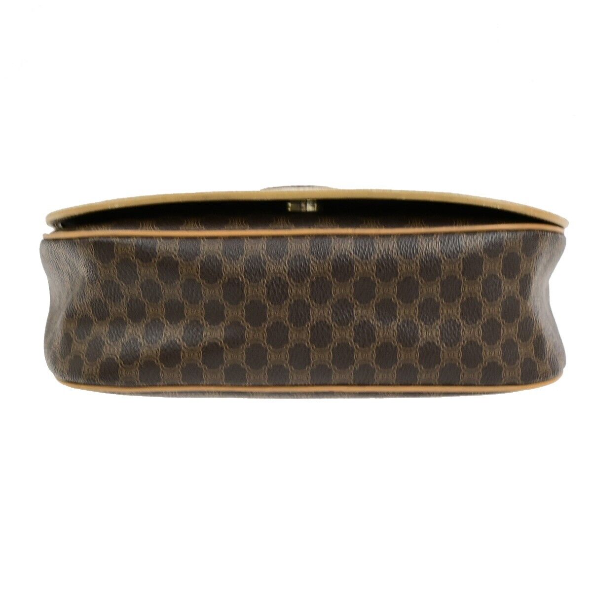 CELINE Logo Macadam Pattern Shoulder Bag PVC Leather Brown GHW Italy 69ED034